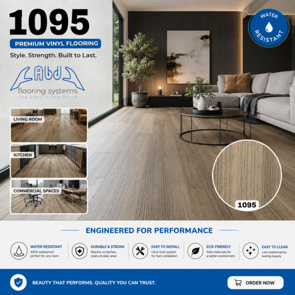 أرضيات فينيل مقاومة للماء بتصميم خشبي – كود 1095