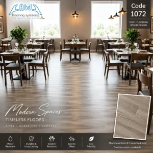 أرضيات فينيل باركيه رمادي بتصميم خشبي – كود 1072