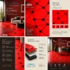 أرضيات فينيل أحمر بنقوش هندسية سوداء - كود 3010