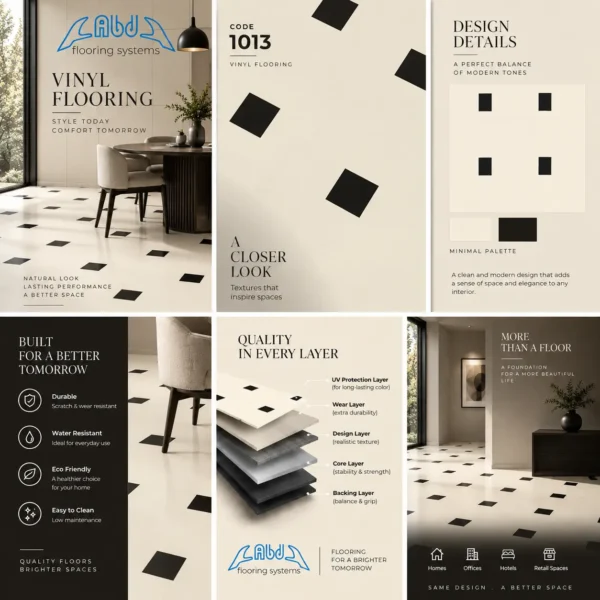أرضيات فينيل بتصميم باركيه للمنازل والمكاتب – كود 1013